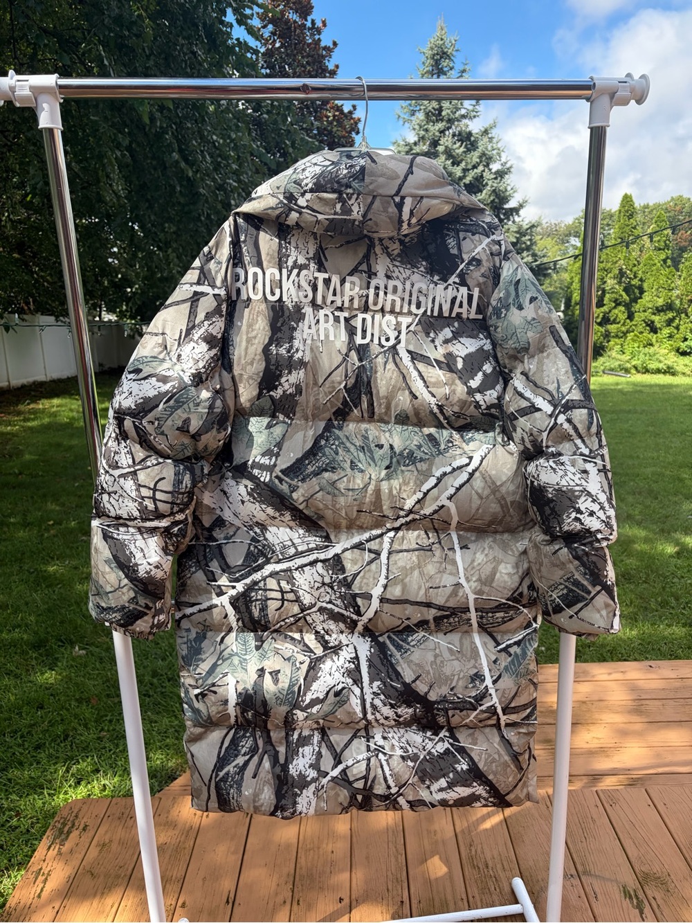 Oversized Camouflage Puffer Coat - Green/Beige